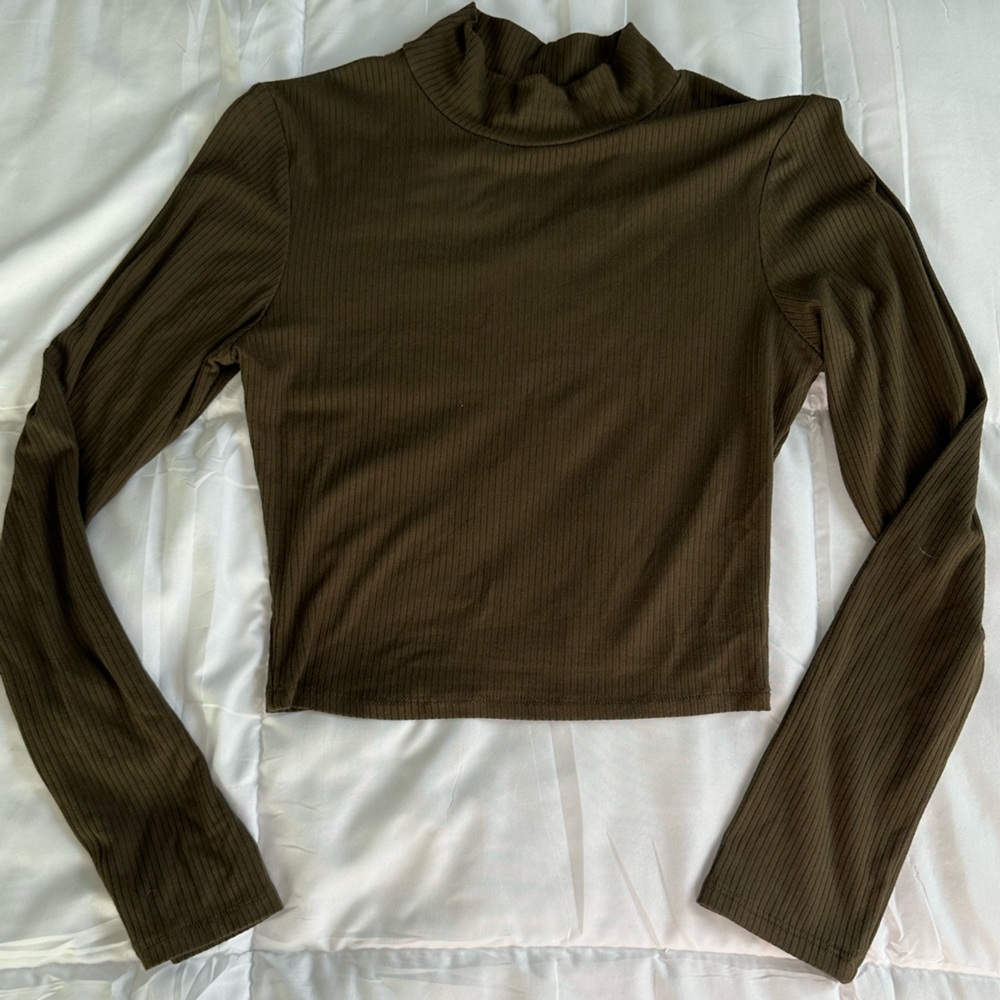Olive Green Ribbed Top